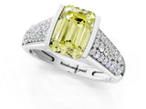 Silver Fancy Yellow Emerald Cut Cut Diamond Channel Set Pave Band with Tension Prong Setting_13