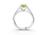 Silver Fancy Yellow Emerald Cut Cut Diamond Channel Set Pave Band with Tension Prong Setting_15
