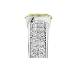 Silver Fancy Yellow Emerald Cut Cut Diamond Channel Set Pave Band with Tension Prong Setting_17