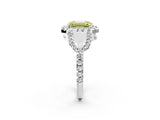 Silver Fancy Yellow Emerald Cut Cut Diamond Halo Engagement Ring with Open Split Pavé Band_8