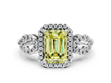 Silver Fancy Yellow Emerald Cut Cut Halo Diamond Infinity Band with Four-Prong Setting_6