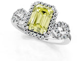 Silver Fancy Yellow Emerald Cut Cut Halo Diamond Infinity Band with Four-Prong Setting_7