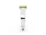 Silver Fancy Yellow Emerald Cut Diamond Channel Set Solitaire Ring with Four-Prong Setting_125