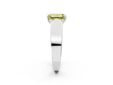 Silver Fancy Yellow Emerald Cut Diamond Channel Set Solitaire Ring with Four-Prong Setting_55