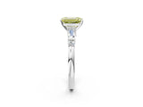 Silver Fancy Yellow Emerald  Cut Diamond Ring with Baguette Side Stones, Channel Set Band, and Four-Prong Setting_26