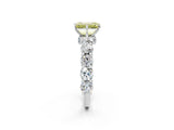 Silver Fancy Yellow Emerald Cut Diamond Side Stone Engagement Ring with Four-Prong Setting_30