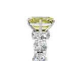 Silver Fancy Yellow Emerald Cut Diamond Side Stone Engagement Ring with Four-Prong Setting_33