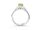 Silver Fancy Yellow Emerald Cut Diamond Solitaire Engagement Ring with Cathedral Setting and Four-Prong Mount_3
