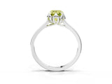 Silver Fancy Yellow Emerald Cut Diamond Solitaire Ring with Flower Prong Setting and Classic Band_3