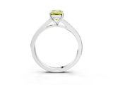 Silver Fancy Yellow Emerald Cut Diamond Solitaire Ring with Pavé Band and Prong Setting_15