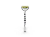 Silver Fancy Yellow Emerald Cut Diamond Solitaire Ring with Round  Pavé Band and Four-Prong Setting_42