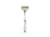 Silver Fancy Yellow Emerald Cut Diamond Solitaire Ring with Thin Band and Prong Setting_2