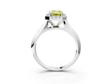 Silver Fancy Yellow Emerald  Cut Halo Solitaire Engagement Ring with Square Band and Four-Prong Setting_27