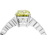 Silver Fancy Yellow Emerald Cut Solitaire Diamond Ring with Infinity Twist Band and Four-Prong Setting_10