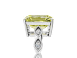 Silver Fancy Yellow Emerald Cut Solitaire Diamond Ring with Infinity Twist Band and Four-Prong Setting_11