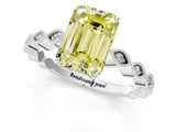 Silver Fancy Yellow Emerald Cut Solitaire Diamond Ring with Infinity Twist Band and Four-Prong Setting_7