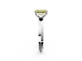 Silver Fancy Yellow Emerald  Cut Solitaire Engagement Ring with Flat Band and Four-Prong Setting 2