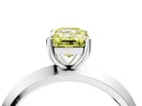 Silver Fancy Yellow Emerald  Cut Solitaire Engagement Ring with Flat Band and Four-Prong Setting 4
