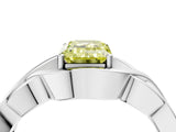 Silver Fancy Yellow Emerald Cut Solitaire Intertwined Band Prong Setting Ring_10