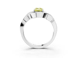 Silver Fancy Yellow Emerald Cut Solitaire Intertwined Band Prong Setting Ring_9