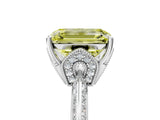 Silver Fancy Yellow Emerald Cut Solitaire Split Shank Pave Diamond Engagement Ring with Four-Prong Setting_11