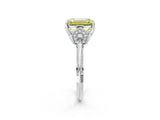 Silver Fancy Yellow Emerald Cut Solitaire Split Shank Pave Diamond Engagement Ring with Four-Prong Setting_8