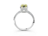 Silver Fancy Yellow Emerald Cut Solitaire Split Shank Pave Diamond Engagement Ring with Four-Prong Setting_9