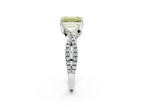 Silver Fancy Yellow Emerald Cut Solitaire Twist Pave Diamond Engagement Ring with Prong Setting_44