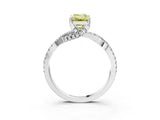 Silver Fancy Yellow Emerald Cut Solitaire Twist Pave Diamond Engagement Ring with Prong Setting_45