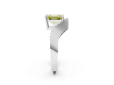 Silver Fancy Yellow Emerald  Solitaire Diamond Engagement Ring with Pave Band and Four-Prong Setting 3