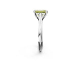 Silver Fancy Yellow Emerald  Solitaire Engagement Ring with Six-Prong Setting and Classic Band 3