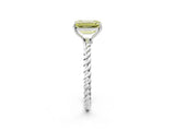 Silver Fancy Yellow Emerald  Solitaire Twist Band Ring with Four-Prong Setting_14