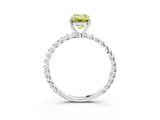 Silver Fancy Yellow Emerald  Solitaire Twist Band Ring with Four-Prong Setting_15