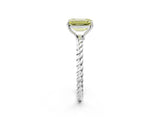 Silver Fancy Yellow Emerald  Solitaire Twist Band Ring with Four-Prong Setting_2