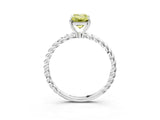 Silver Fancy Yellow Emerald  Solitaire Twist Band Ring with Four-Prong Setting_3