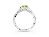 Silver Fancy Yellow Emerald  Solitaire Twist Band Six-Prong Setting 3