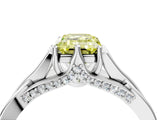 Silver Fancy Yellow Emerald  Solitaire Twist Band Six-Prong Setting 4