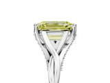Silver Fancy Yellow Emerald  Solitaire Twist Band Six-Prong Setting 5
