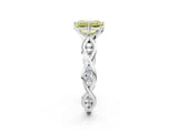 Silver Fancy Yellow Emerald  Solitaire Twist Band with Leaf Prong Setting 2