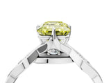 Silver Fancy Yellow Emerald  Solitaire Twist Band with Leaf Prong Setting 4