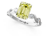 Silver Fancy Yellow Emerald  Solitaire Twisted Band with Prong Setting 2