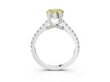 Silver Fancy Yellow Heart  Brilliant Diamond Solitaire with Pavé Band and Four-Prong Setting 3