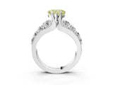 Silver Fancy Yellow Heart  Brilliant Solitaire with Side Stones on a Pave Band and Four-Prong Setting_15