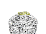 Silver Fancy Yellow Heart Cut Brilliant Halo Pave Diamond Milgrain Ring_11