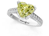 Silver Fancy Yellow Heart Cut Brilliant Split Shank Pave Solitaire Ring with Four-Prong Setting_7