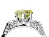 Silver Fancy Yellow Heart Cut Brilliant Three-Stone Pave Band with Four-Prong Setting_10