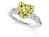Silver Fancy Yellow Heart Cut Brilliant Three-Stone Pave Band with Four-Prong Setting_7
