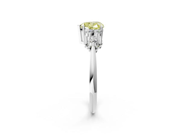 Sterling Silver Heart-Shaped Cluster Accent Engagement Ring Setting for Fancy Yellow Center