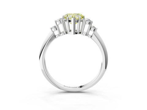 Silver Fancy Yellow Heart Cut Cut Diamond Cluster Ring with Solitaire Band and Four-Prong Setting_21