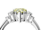 Silver Fancy Yellow Heart Cut Cut Diamond Cluster Ring with Solitaire Band and Four-Prong Setting_22